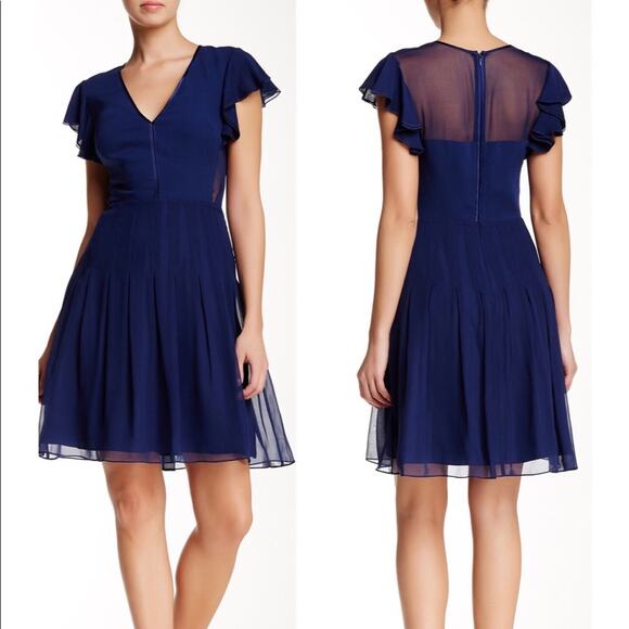 NWT Rebecca Taylor Silk Chiffon Cap Sleeve Dress. - Picture 1 of 8